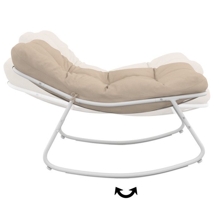 IDMARKET Juego de 2 mecedoras de jardín ARONA blancas con cojines beige