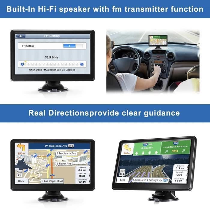 GPS para coche BIQIQI de 5 pulgadas - Navegación con pantalla HD - 47 mapas europeos - Negro