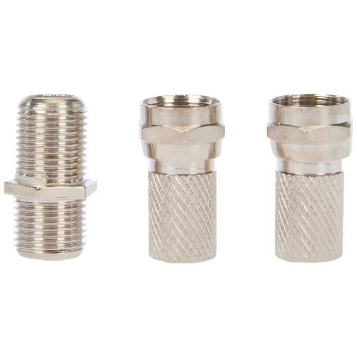 Adaptateur F femelle - LEGRAND - 091023 - 2 fiches mâles incluses - Pour câble coaxial - Utilisation intérieure
