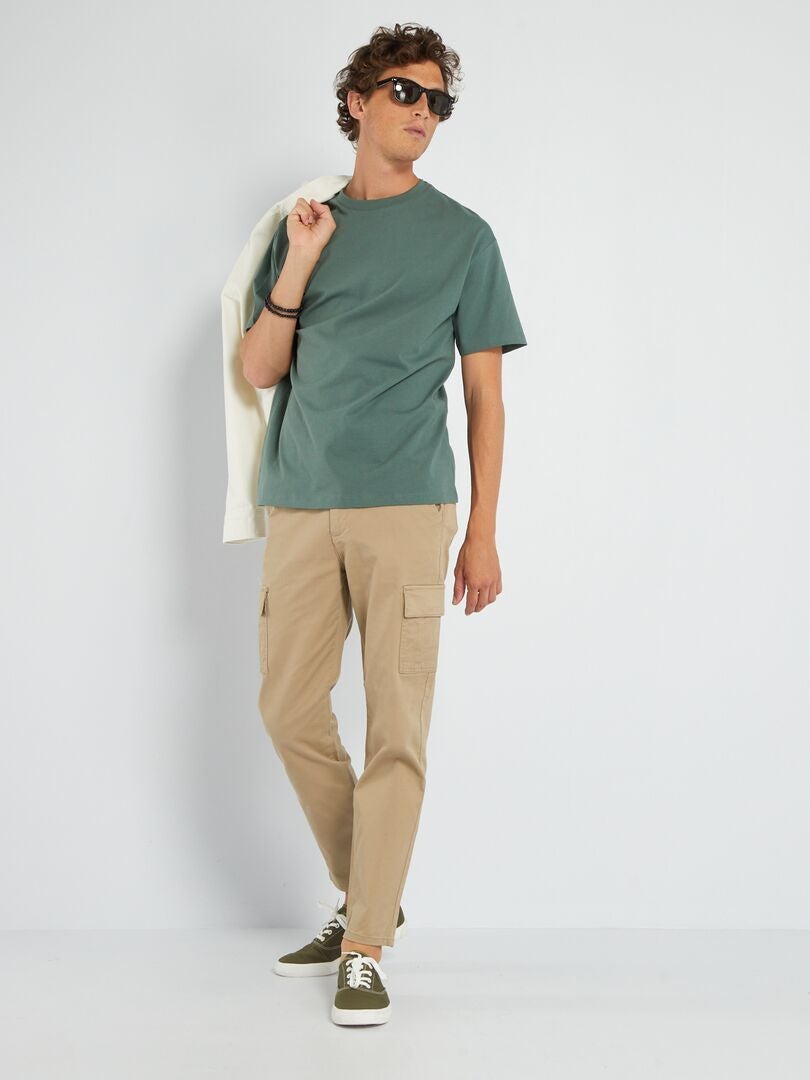 Camiseta lisa de malha - verde acinzentado