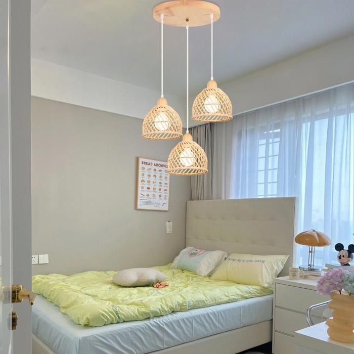 Hanglamp - IDEGU - Vintage industrieel - Hout en bamboe - E27 - 60W