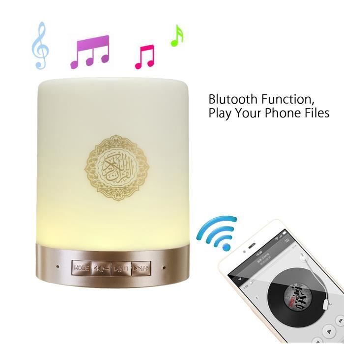 Altavoz Bluetooth portátil NEUFU con lámpara táctil del Corán, altavoz islámico musulmán + tarjeta de 8 GB