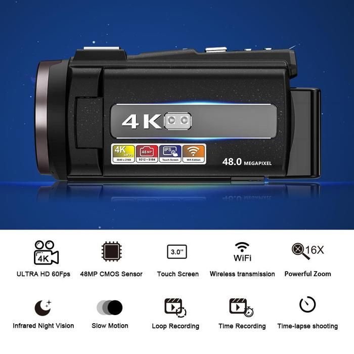 Câmera INF 4K / 48MP / Zoom de 16x / Visão Infravermelha / Controle Remoto