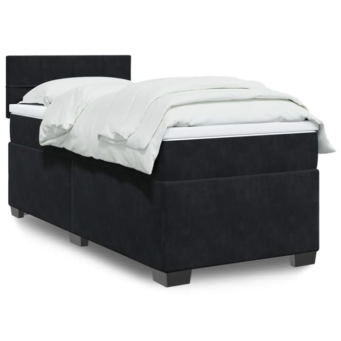 Struttura letto con materasso - Maison Exclusive - Nero - 80x200 cm - Velluto - Massimo relax