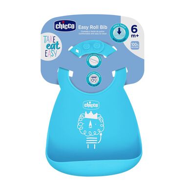 Chicco pehmeä silikoninen ruokalappu 6M sininen 1 kpl 1 kpl