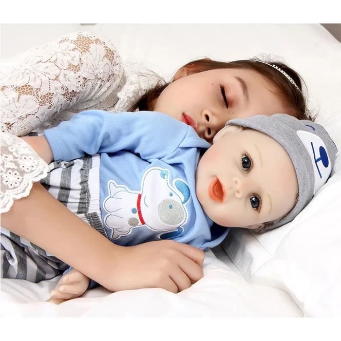 Poupée Reborn - 55 cm - Silicone doux - Corps en coton - Cadeau idéal pour fille