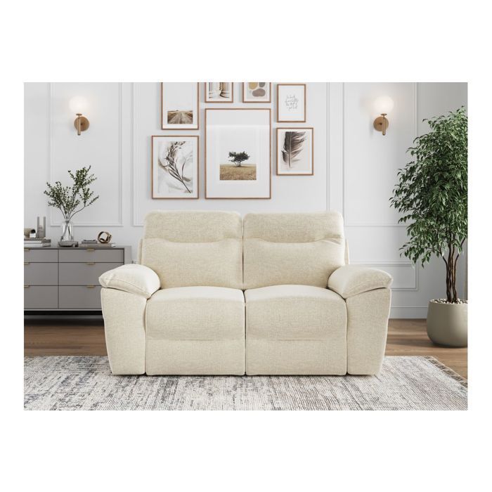 Sofá reclinable eléctrico de 2 plazas ROSS en tela - Beige - 160 x 100 x 102 cm - LOUNGITUDE