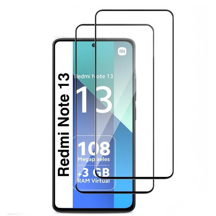 Lot de 2 Verres Trempés INTEGRAL Pour XIAOMI REDMI NOTE 13 4G/5G . Couverture Complète Noir - Ultra Résistant Dureté 9H