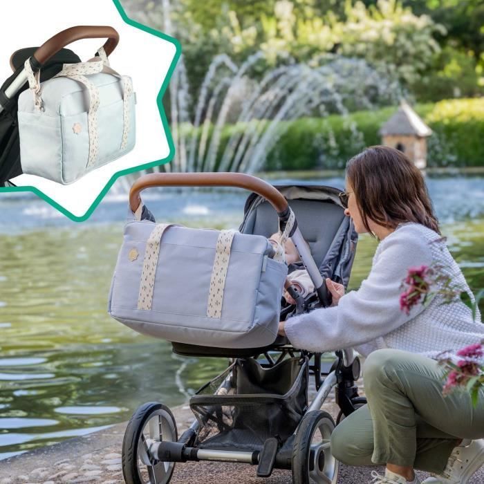 Borsa fasciatoio Badabulle Bowling - Grande capacità 20 litri - Fasciatoio e attacchi per passeggino inclusi, grigio