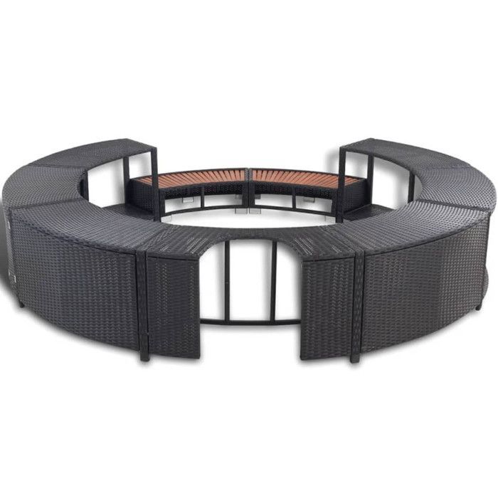 Estructura para jacuzzi vidaXL, estructura para spa resistente a la intemperie, cerramiento para spa, escalón de acceso para spa, resina negra 41454