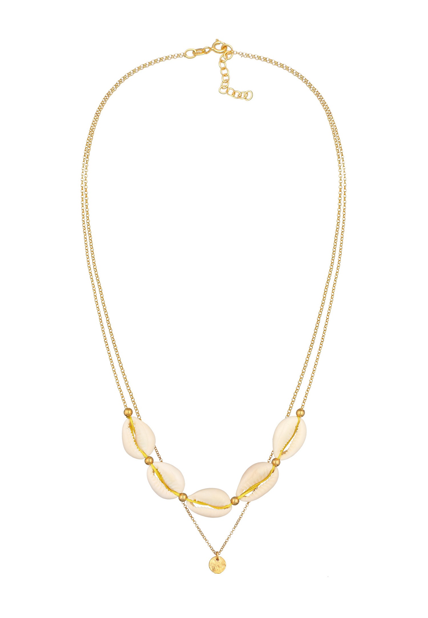 Elli Femmes Choker Couches Monnaie avec Coquillage Cauri en Argent Sterling 925 Plaqué Or