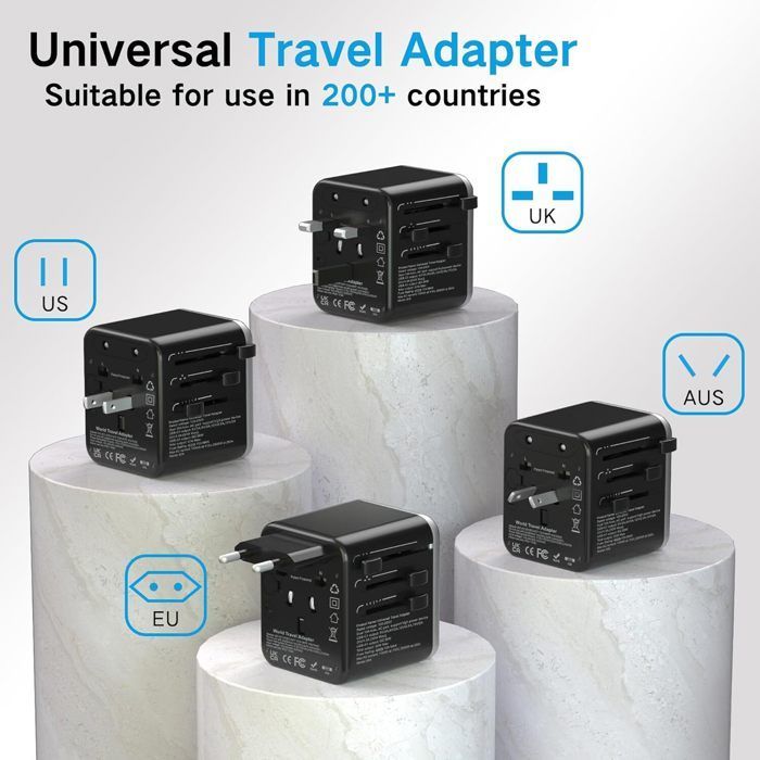 Adaptador de viaje - HAUTSTORE - Universal - 5 puertos - 2000 W - Seguridad mejorada