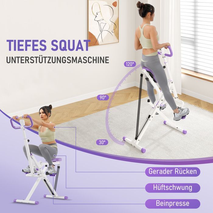 Banco de pesas DRIPEX, máquina de sentadillas, entrenador de asistencia para sentadillas para glúteos y piernas, equipo de fitness, morado