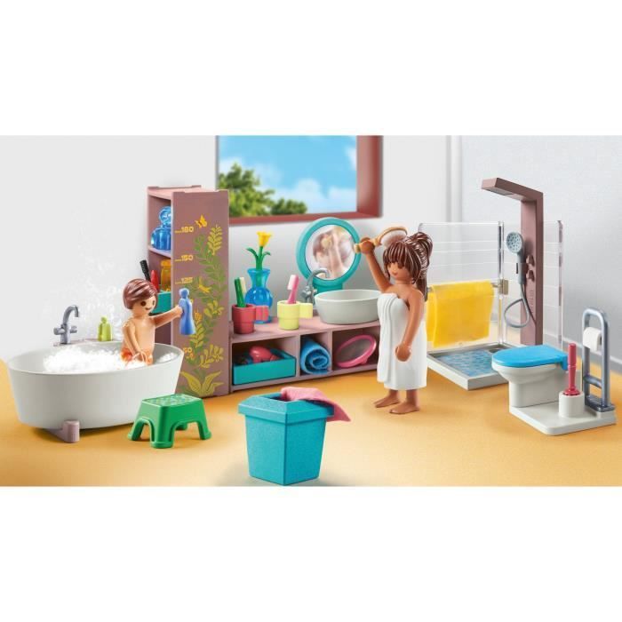 PLAYMOBIL 71611 Salle de bains avec douche et baignoire, My Life, Maison d'architecte, 55 pièces, Dès 4 ans