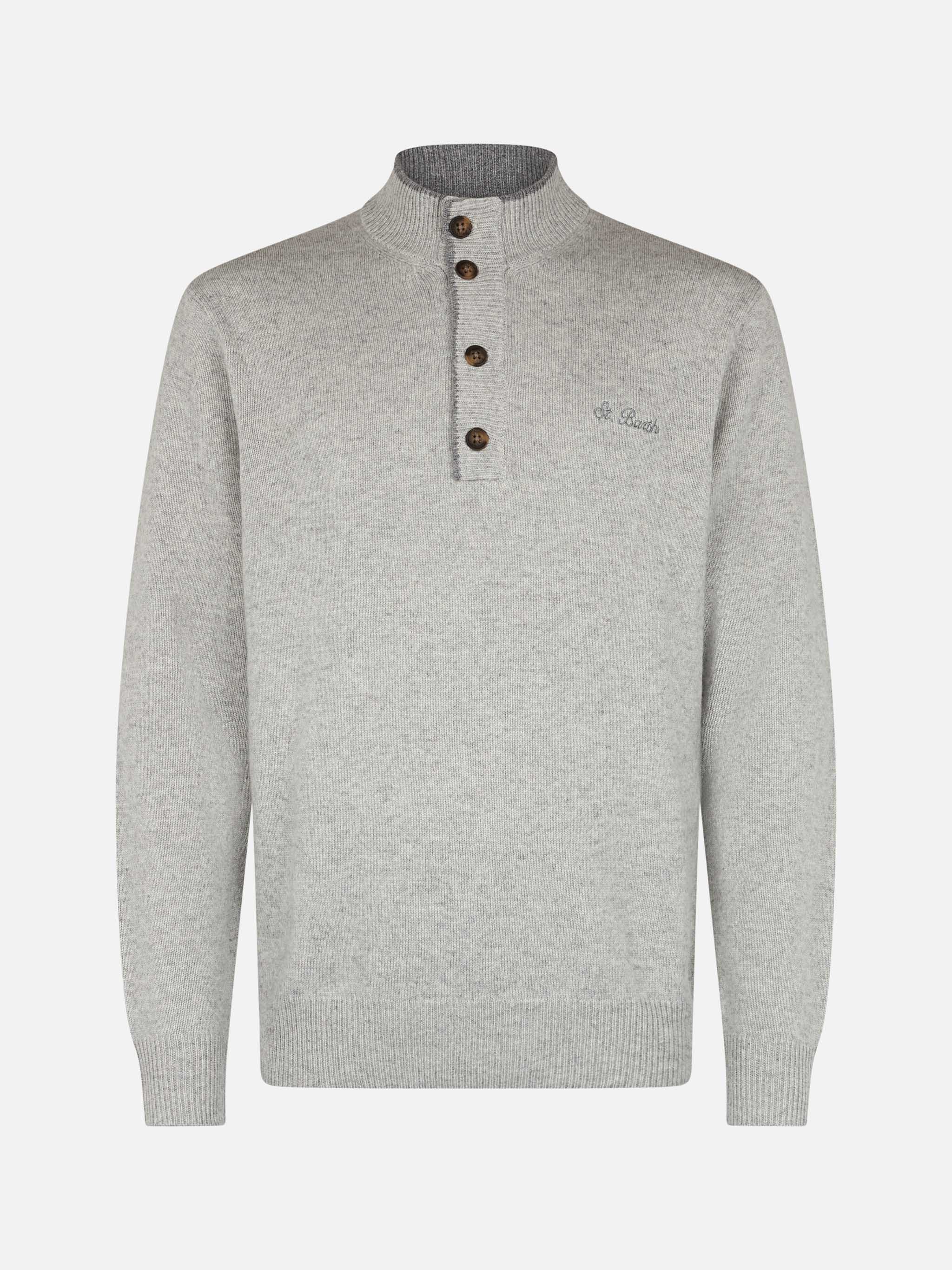 Polo de mezcla de cachemira gris claro para hombre Dorian