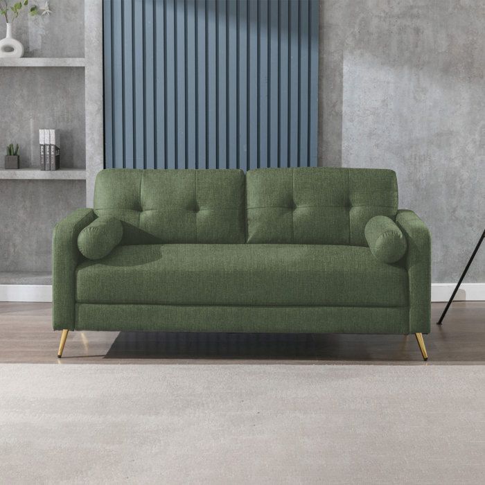 Divano fisso a 3 posti GLIMAR in microfibra color kaki