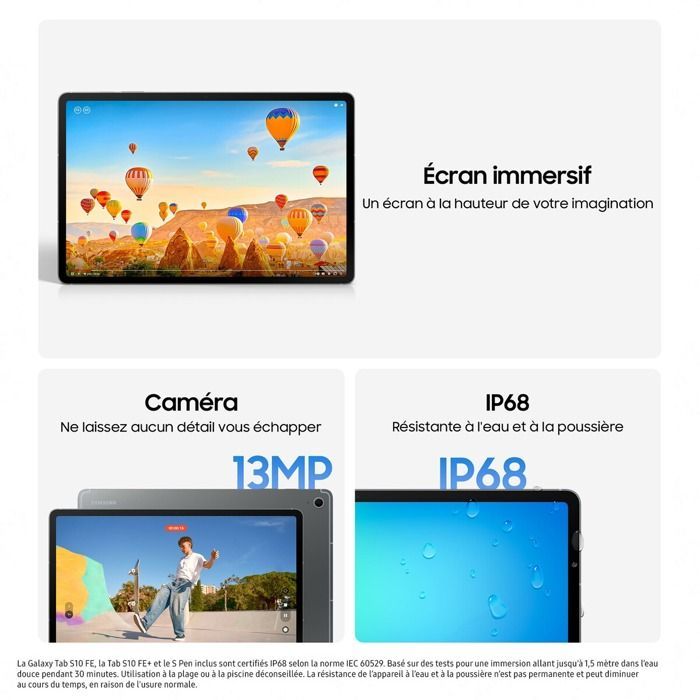 Touchscreen tablet Samsung Galaxy Tab S10FE 10.9'' 12GB 256GB WIFI GRAY