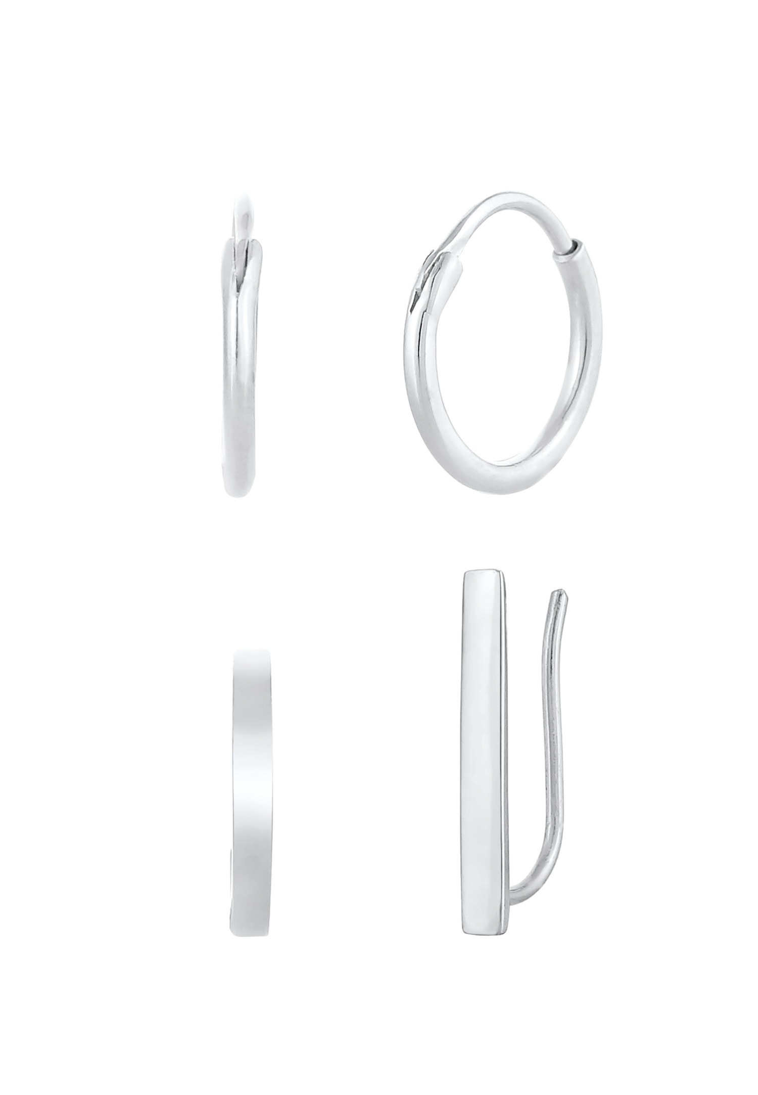 Elli Créoles Earcuff Earclimber Trend Blogger Basic Boucles d'Oreilles Femme - (925/1000) Argent