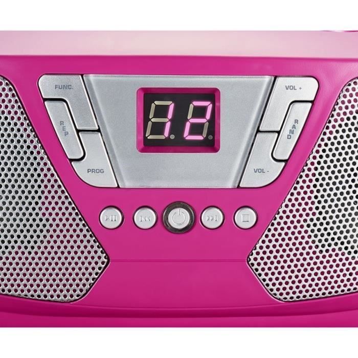 Leitor de CD portátil com rádio - BIGBEN INTERACTIVE - CD60RSSTICK - Rosa + Adesivos