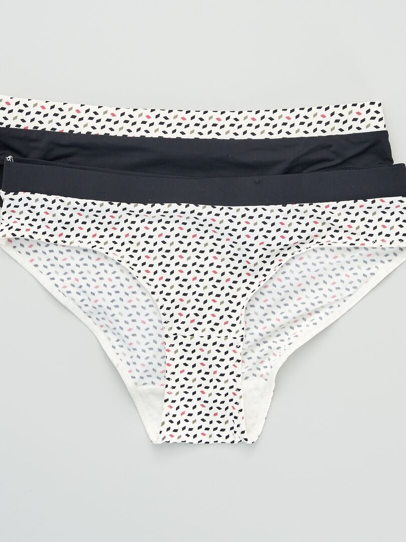 Set van 2 slips met 'Envie de lingerie' print - zwart/wit