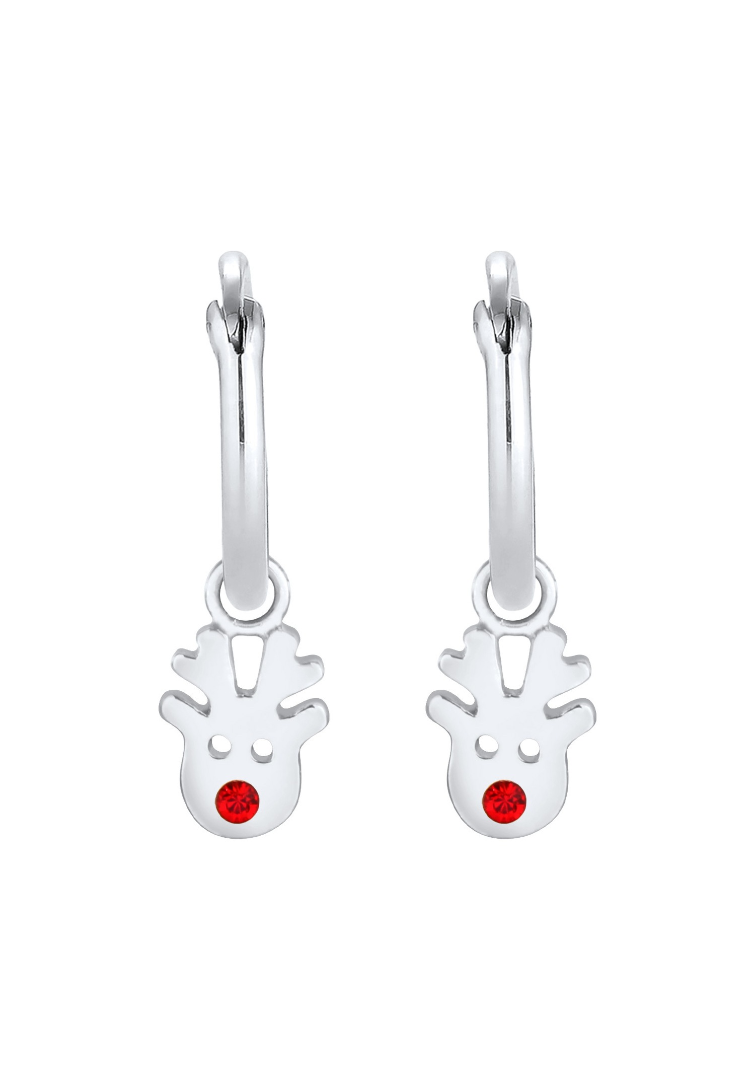 Elli Femmes Créoles Pendentif Renne Noël avec Cristal en Argent Sterling 925