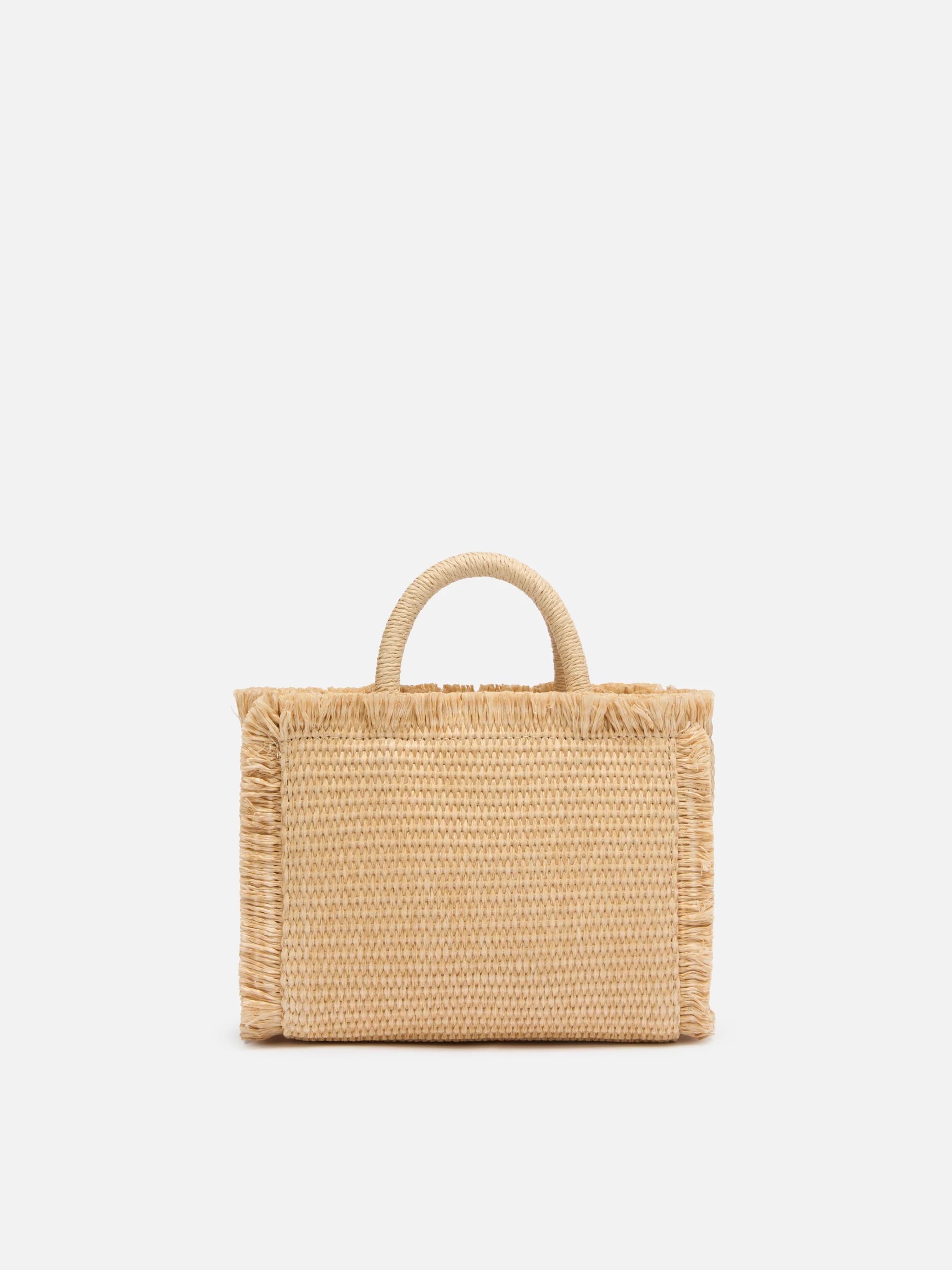 Beige mini toilettasje met stro-effect