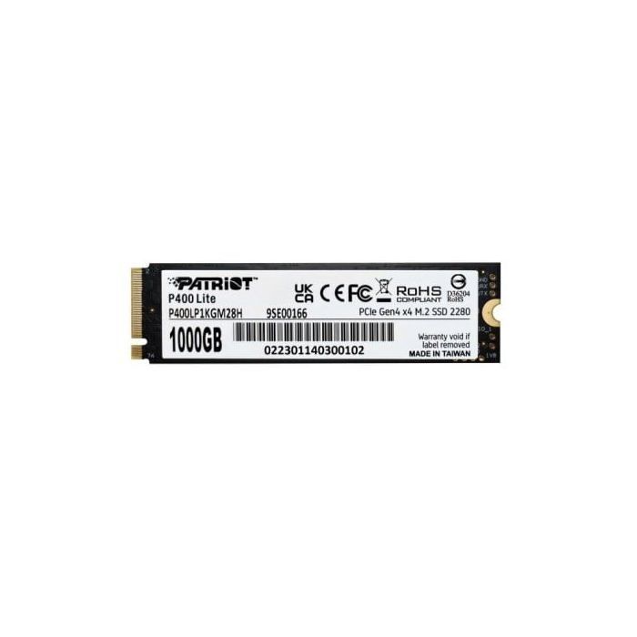 SSD - PATRIOT - P400 LITE - 1000 Gt - PCIe Gen4 x4 - Alhainen virrankulutus