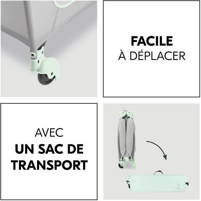 Lit de voyage - HAUCK - SLEEP N PLAY GO PLUS - 60 x 120 cm - Dès la naissance - Pliable - Roulettes - Dusty Mint