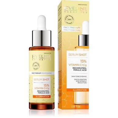 Eveline Serum Shot 15% C-vitamiini Cg Kirkastava Kasvoseerumi Tummia Läpikuultoja ja Ryppyjä Ehkäisevä 30 ml 30 ml