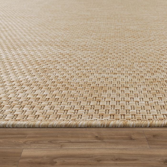 Alfombra de exterior Paco Home para balcón, terraza o cocina, lisa, moteada, color beige/blanco roto, 120x160 cm.