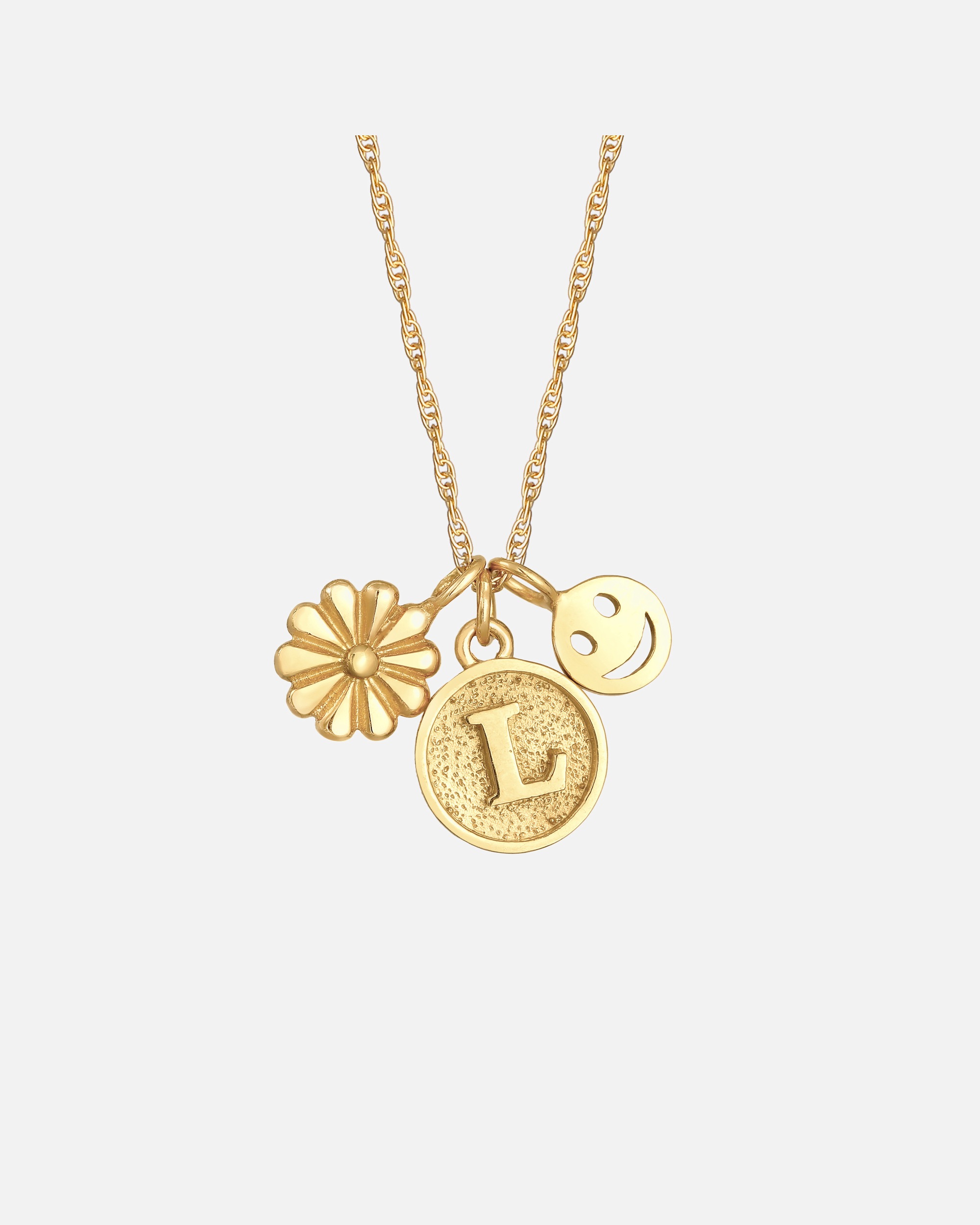 Elli Disque de Fleurs avec Smiling face Lettre L en Argent Sterling 925
