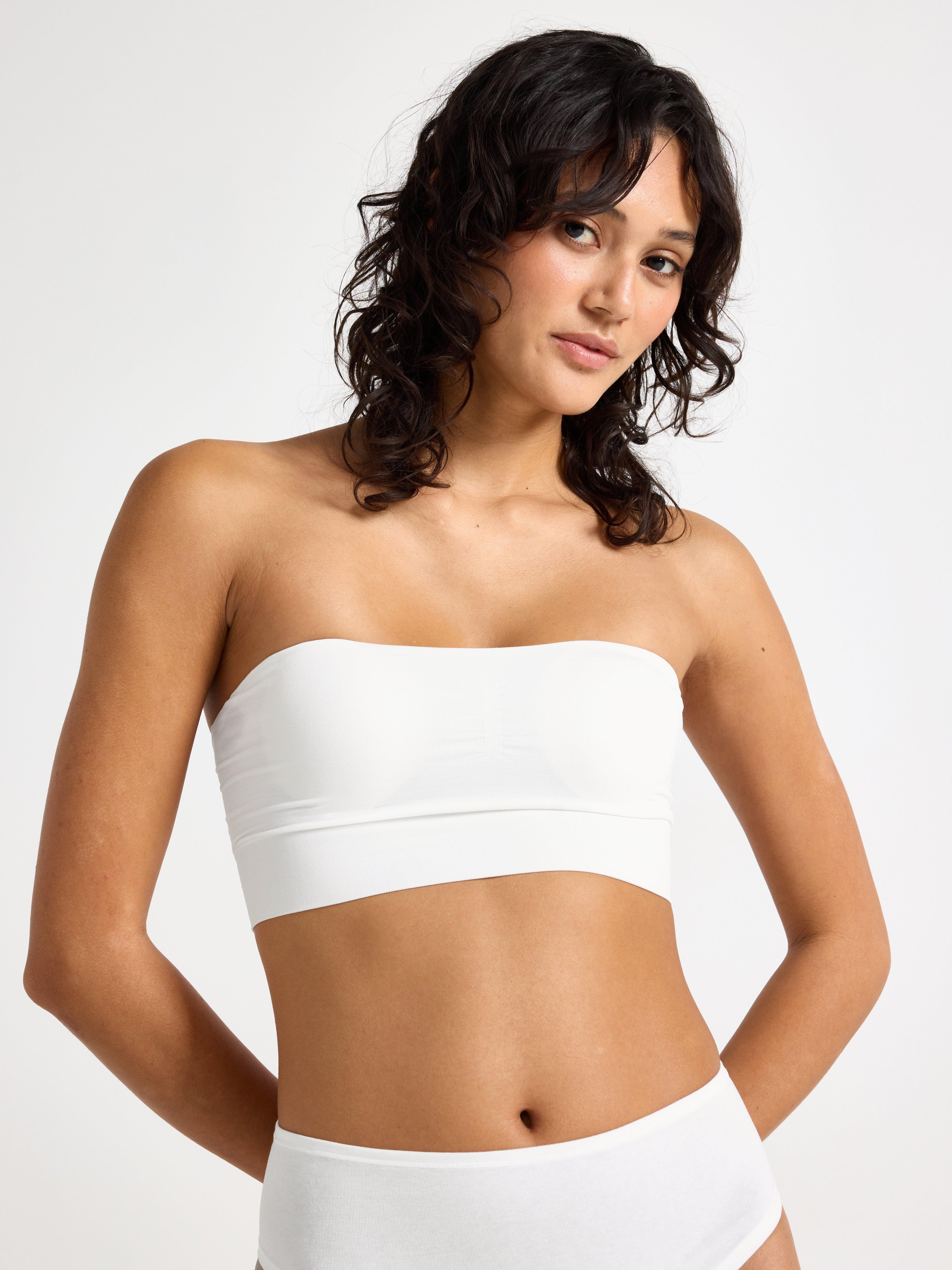 Sømløs bandeau-bh Hvit