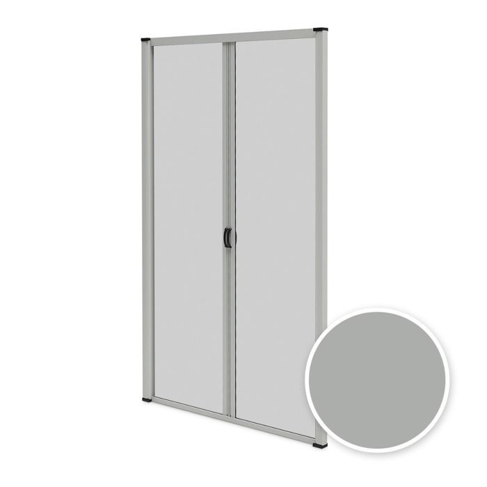 Mosquitera doble para puerta de patio - 240 x 230 cm - Aluminio gris RAL7038 - Recortable - Enrollable - A prueba de insectos