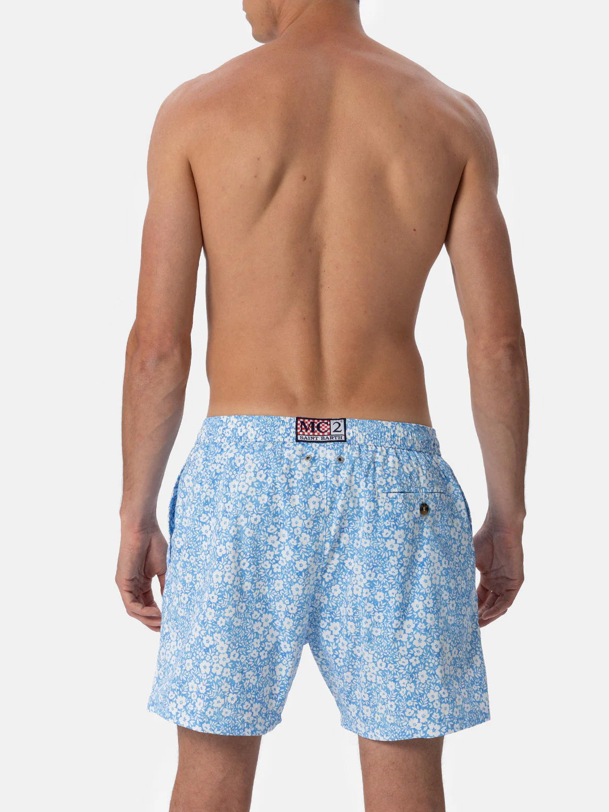 Klassiek comfortabel, licht elastisch badpak met bloemenprint.