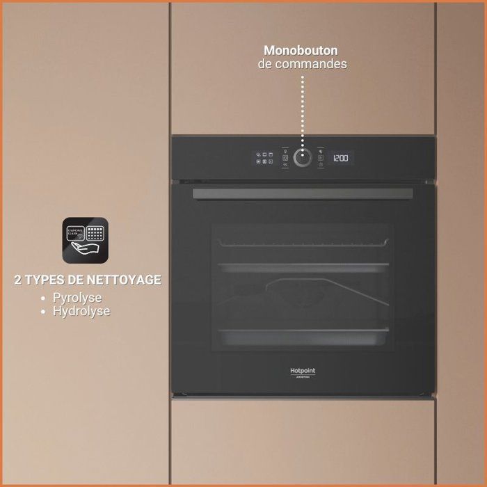 Forno da incasso - Pulizia pirolitica - HOTPOINT - HA4S80PM0BA - Nero - Porta fredda - 73 L - 59,5 x 56,4 x 59,5 cm