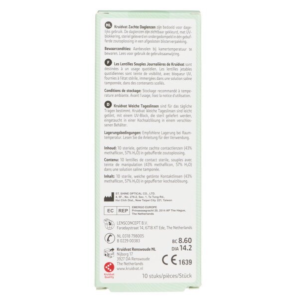 „Kruidvat Opticare“ – 5,00 ml minkšti vienos dienos kontaktiniai lęšiai<br>Medicinos prietaisas – 10 vnt.