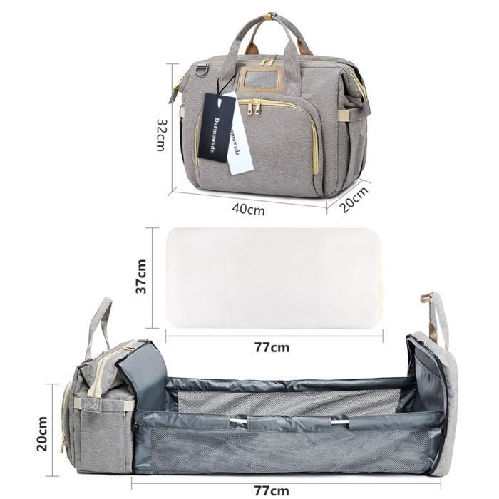 Baby Diaper Messenger Bag, Multifunctional Waterproof Baby Diaper Bag, Portable Travel Bag with Foldable Bed