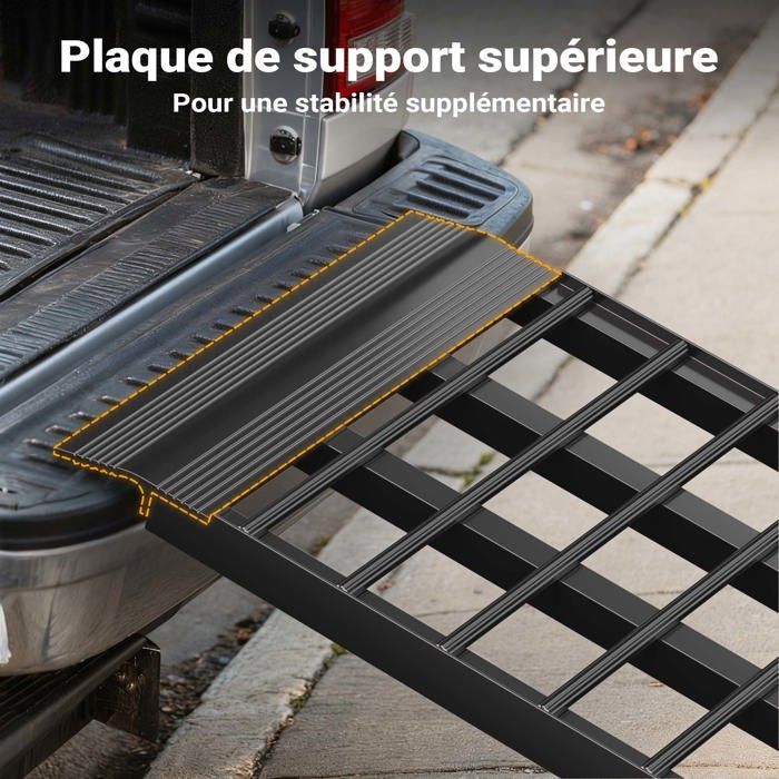 Rampa de carga plegable Wiltec 2740 x 450 mm – Capacidad de carga máxima 680 kg – Aluminio – Perfil de diamante – Rampa de acceso