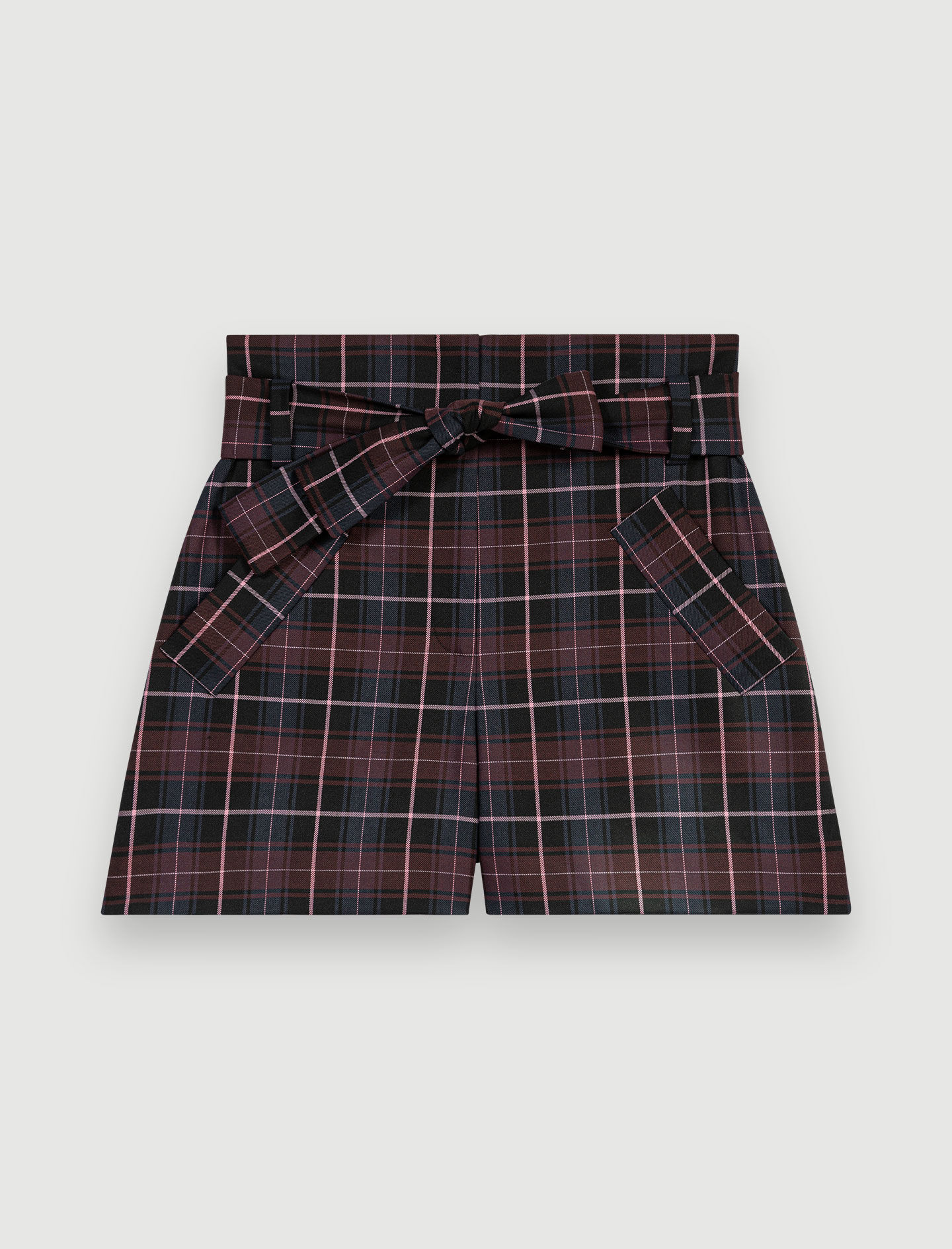Pantaloni scurți în carouri bordo