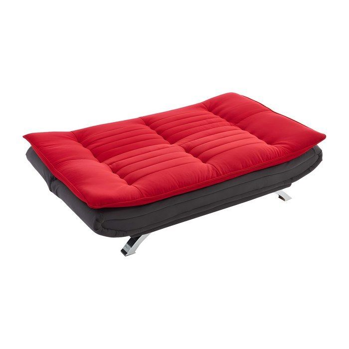Divano letto click-clack DEMIDO III in tessuto - Bicolore rosso e antracite