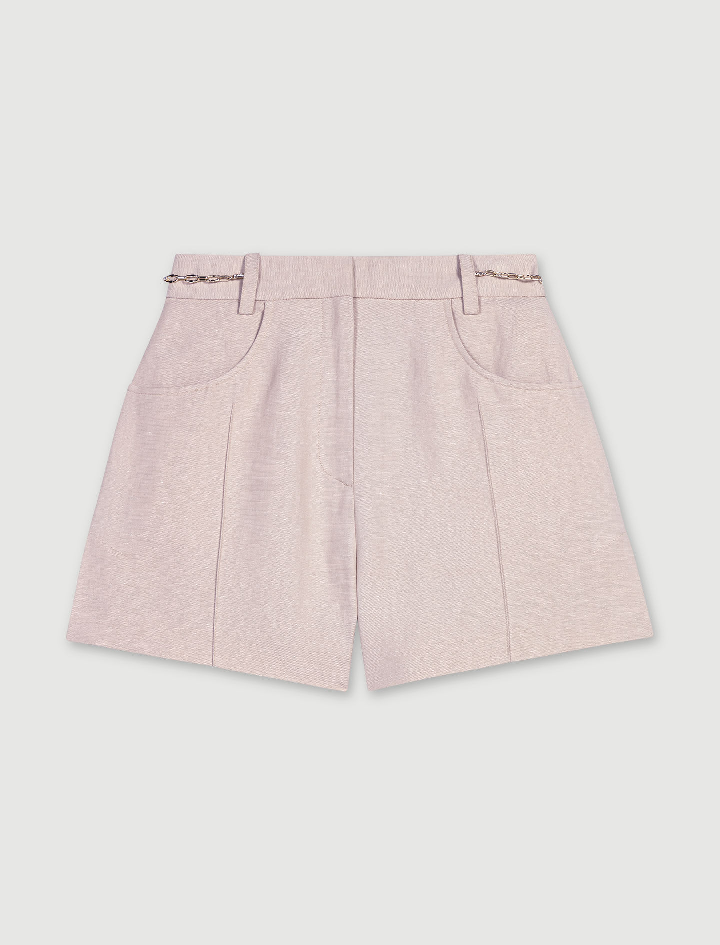 Pantaloni scurți din in - Bej Sable