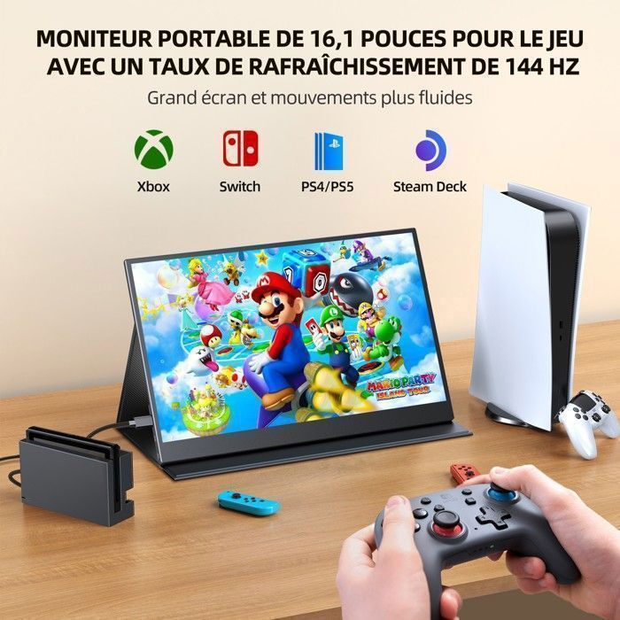 UPERFECT 16.1-inch 1080p Full HD 144Hz Portable Monitor, 1200:1 Contrast Ratio | 400 cd/m² Brightness | 100% sRGB | 13 ms