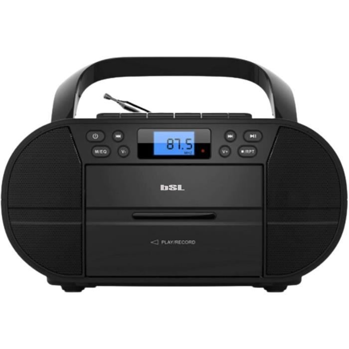 BSL Boombox JL2021A Portable CD Radio with Cassette and Bluetooth, 6W RMS Power, FM Radio and USB Port, Compatible with USB
