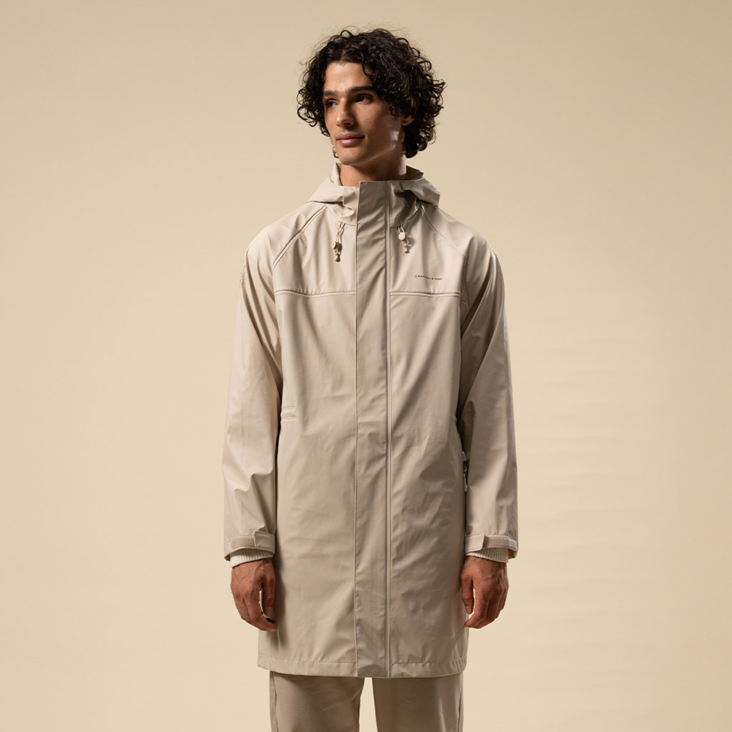 Veste imperméable longue en grès pour tous les jours