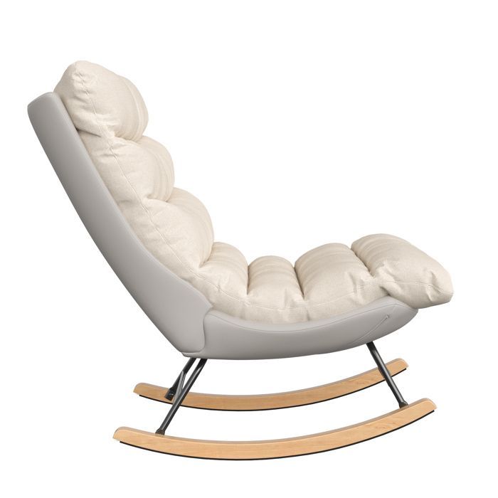 Rocking Chair - LUMINARIX - Beige - Adjustable Backrest - Thick Cushion - Scandinavian Design