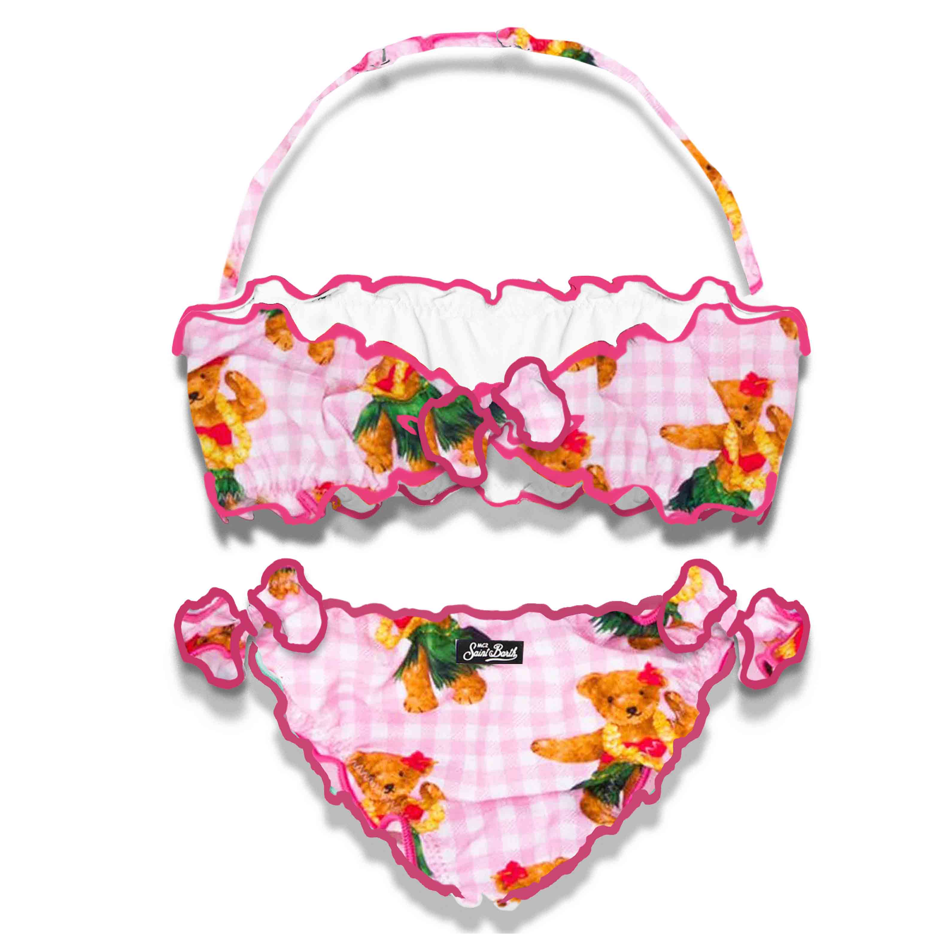 Bikini bandeau pour filles avec imprimé ours hawaïen