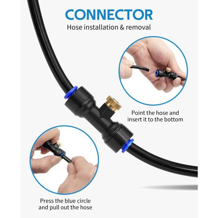 Sistema di nebulizzazione per esterni da 18 m - Kit di 20 ugelli in ottone + 6 di ricambio, tubo in PU resistente ai raggi UV, adattatore da 3/4
