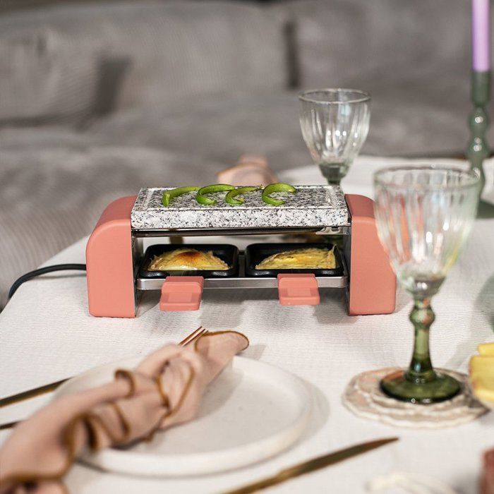 Juego de raclette para 2 personas - LIVOO x Marmiton - DOC306 - 450 W - 5 recetas mediante código QR - Bandeja de granito extraíble