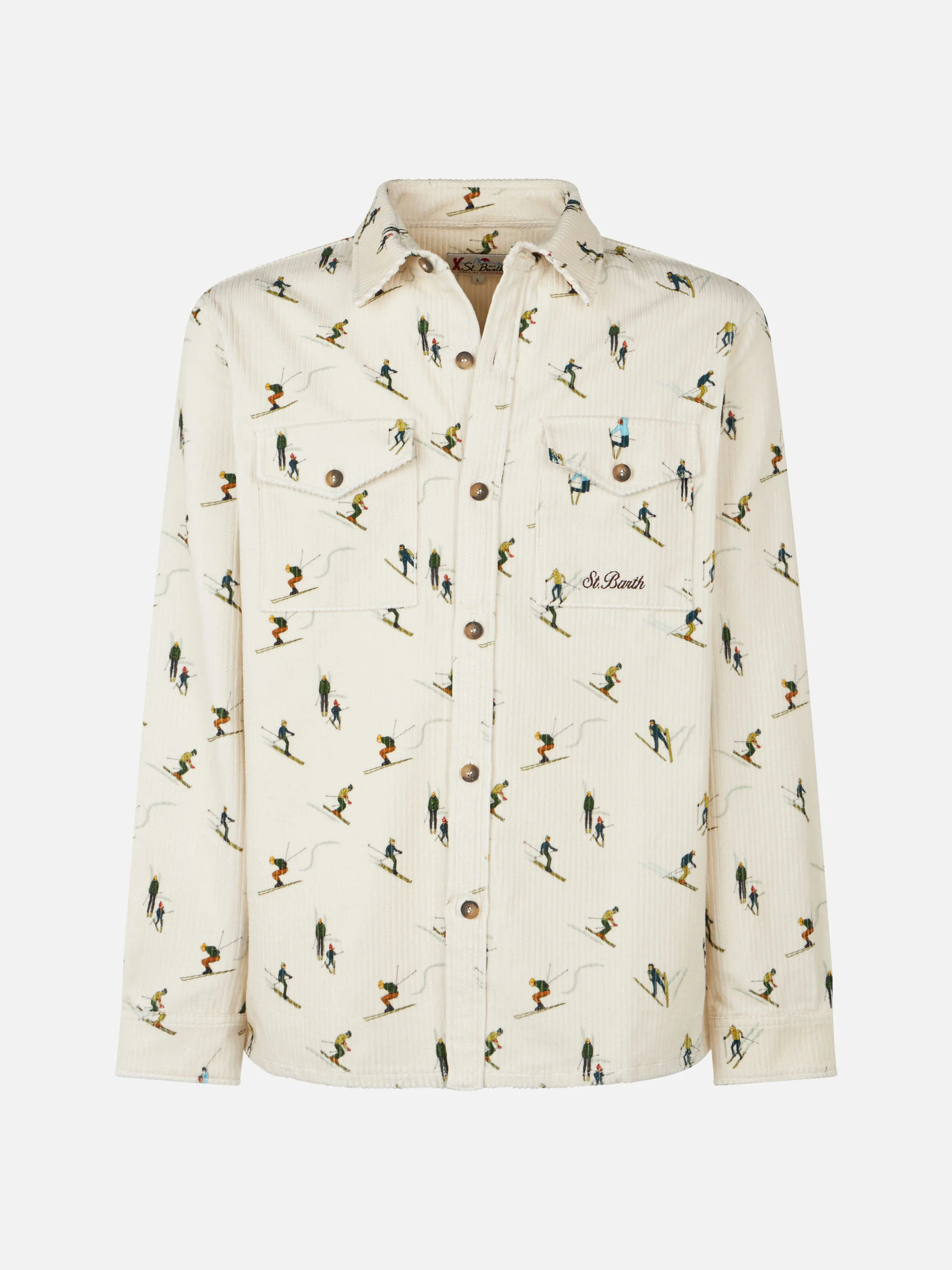 Corduroy overshirt voor heren met skiprint