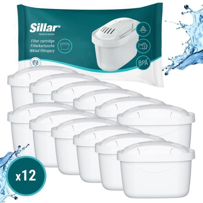 Filterpatroon - SILLAR - patroon voor Brita - 12 stuks - Vervanging voor Brita Maxtra, Style, Merella Cool, Mavea Elemari